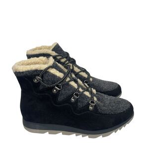 Sonoma Womens Size 8 Orpington Black Faux Suede Sherpa Hiking Boots Lug Sole